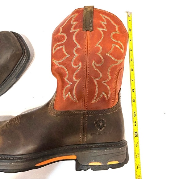 Ariat WorkHog Mens 14D Pull-On Western Boots Steel Toe 100D6961 Brown Orange - Picture 13 of 15
